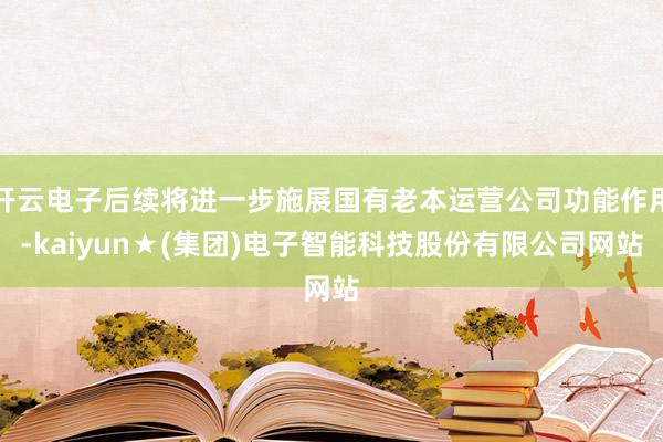 开云电子后续将进一步施展国有老本运营公司功能作用-kaiyun★(集团)电子智能科技股份有限公司网站