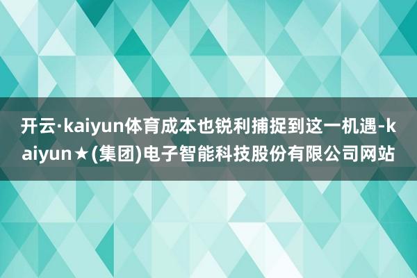 开云·kaiyun体育成本也锐利捕捉到这一机遇-kaiyun★(集团)电子智能科技股份有限公司网站