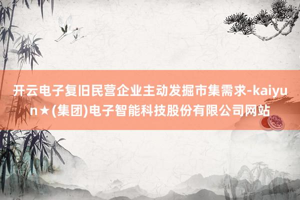 开云电子复旧民营企业主动发掘市集需求-kaiyun★(集团)电子智能科技股份有限公司网站