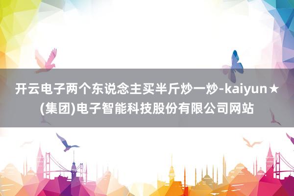 开云电子两个东说念主买半斤炒一炒-kaiyun★(集团)电子智能科技股份有限公司网站